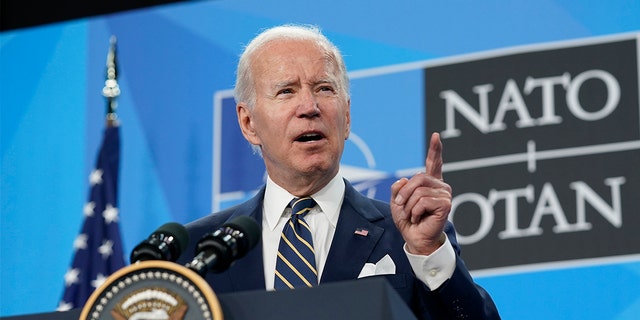 President Biden speaks during a news conference on the final day of the NATO summit in Madrid, Thursday, June 30, 2022. 